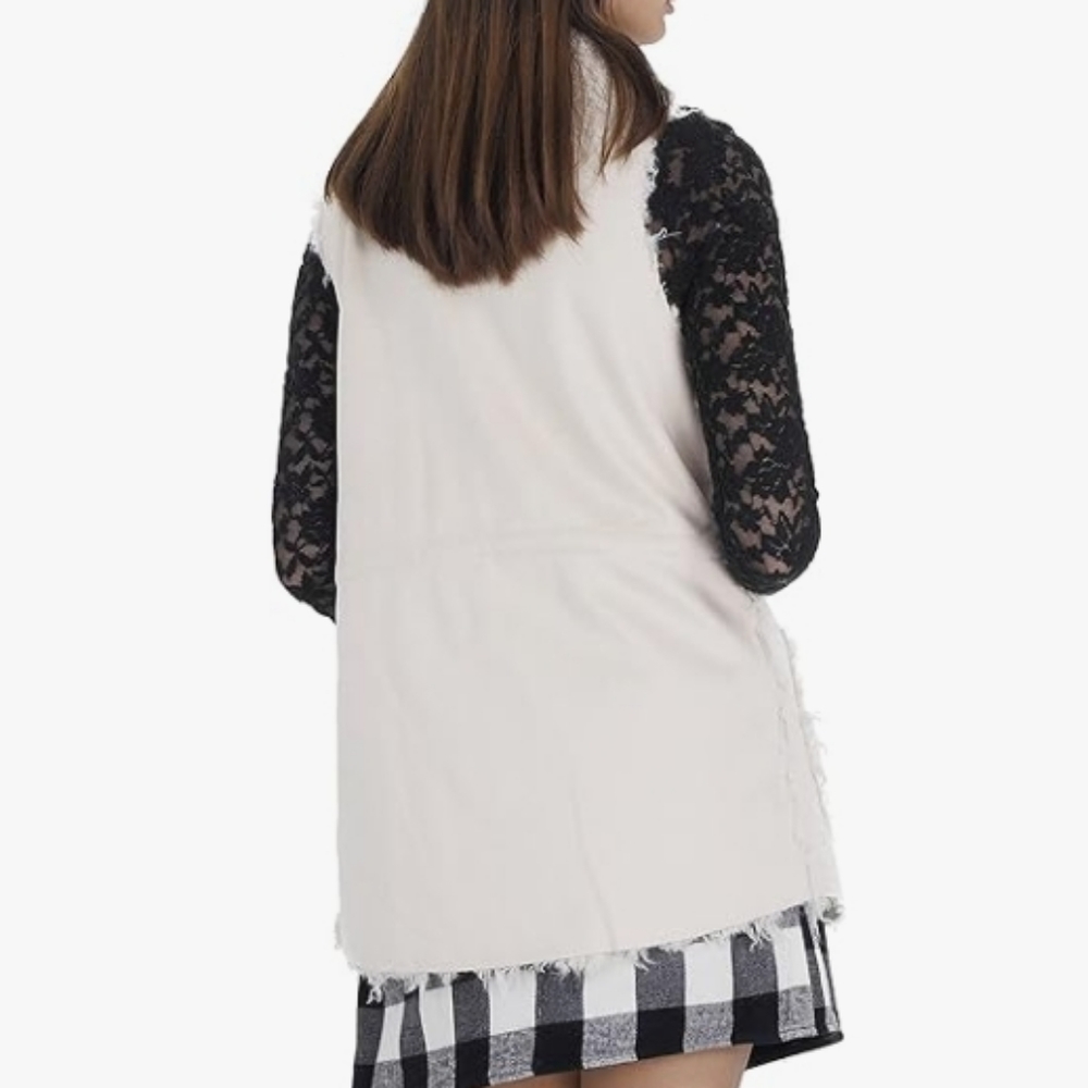 Faux Leather Loose Fit Vest with Faux Shaggy Fur - Picture 3 of 6